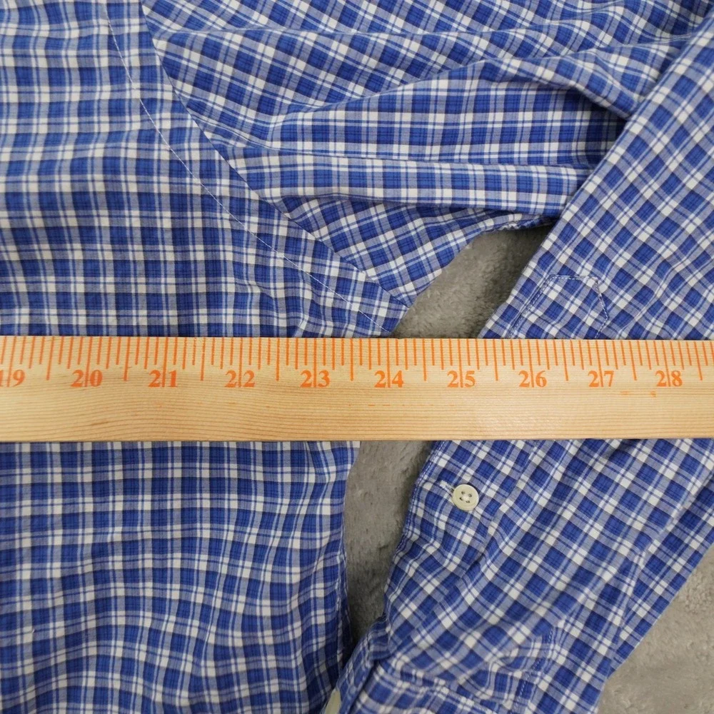 Ralph Lauren Button Up Shirt Men's Large Blue White Plaid Long Sleeve Preppy‎